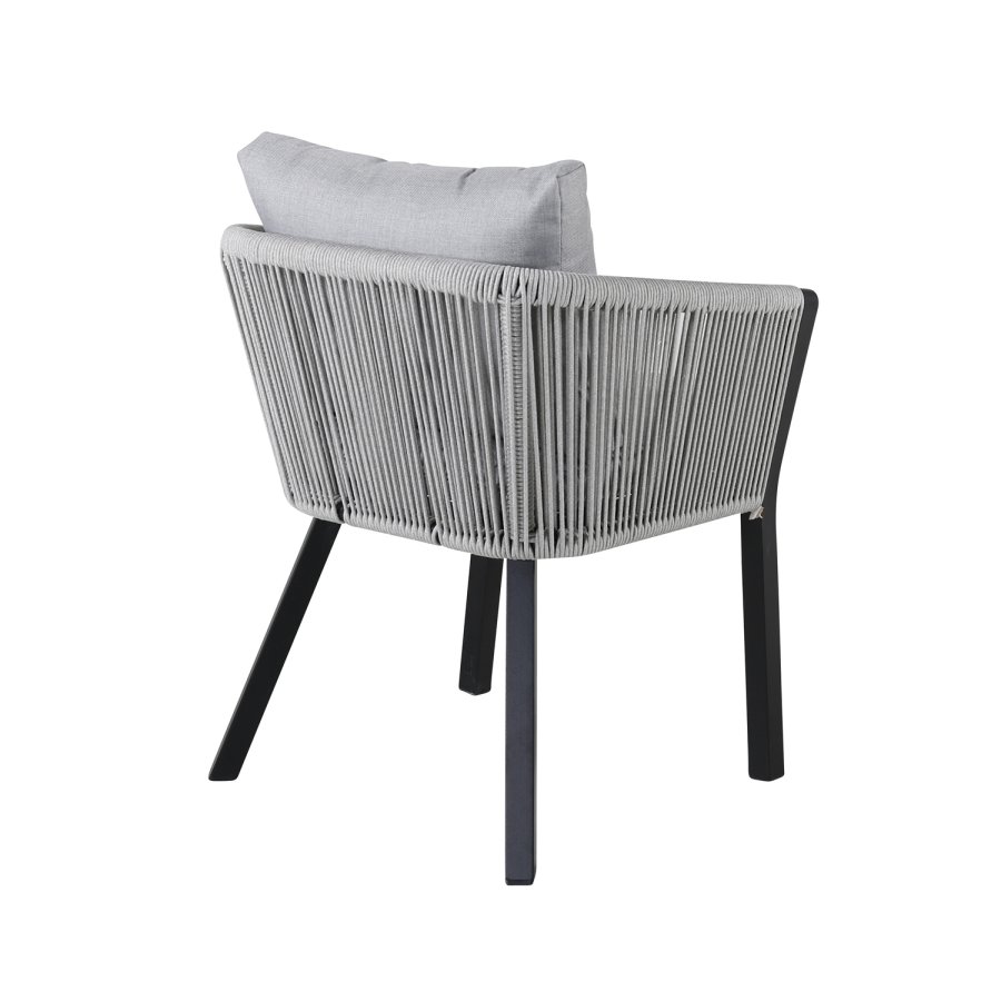 VENTURE DESIGN Virya havestol, m. armln og hynder - gr stof, gr reb, sort aluminium