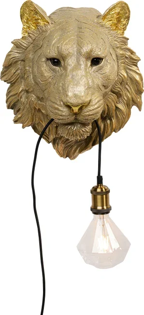 KARE DESIGN Animal Tiger Head vglampe - guld polyresin og aluminium