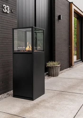 COSI FIRES Cosipillar Dome gaspejs, kvadratisk - sort aluminium (40x40)