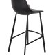 DUTCHBONE Franky barstol, m. rygln og fodsttte - sort PU og sort stl (80cm)