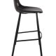 DUTCHBONE Franky barstol, m. rygln og fodsttte - sort PU og sort stl (80cm)