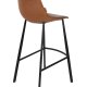 DUTCHBONE Franky barstol, m. rygln og fodsttte - brun PU og sort stl (80cm)