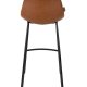 DUTCHBONE Franky barstol, m. rygln og fodsttte - brun PU og sort stl (80cm)