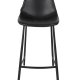 DUTCHBONE Franky barstol, m. rygln og fodsttte - sort PU og sort stl (65cm)