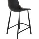 DUTCHBONE Franky barstol, m. rygln og fodsttte - sort PU og sort stl (65cm)