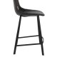 DUTCHBONE Franky barstol, m. rygln og fodsttte - sort PU og sort stl (65cm)