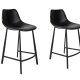 DUTCHBONE Franky barstol, m. rygln og fodsttte - sort PU og sort stl (65cm)