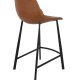 DUTCHBONE Franky barstol, m. rygln og fodsttte - brun PU og sort stl (65cm)
