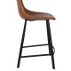 DUTCHBONE Franky barstol, m. rygln og fodsttte - brun PU og sort stl (65cm)