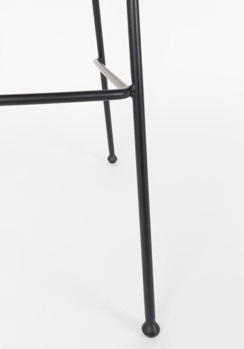 ZUIVER Feston barstol, m. rygln, armln og fodsttte - sort PU og sort stl (65cm)