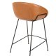 ZUIVER Feston barstol, m. rygln, armln og fodsttte - brun PU og sort stl (65cm)