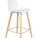 ZUIVER Albert Kuip barstol, m. rygln og fodsttte - hvid polypropylen/natur asketr (65cm)