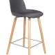 ZUIVER Albert Kuip barstol, m. rygln og fodsttte - mrkegr polypropylen/natur ask (65cm)
