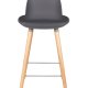 ZUIVER Albert Kuip barstol, m. rygln og fodsttte - mrkegr polypropylen/natur ask (65cm)