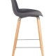 ZUIVER Albert Kuip barstol, m. rygln og fodsttte - mrkegr polypropylen/natur ask (65cm)
