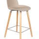 ZUIVER Albert Kuip barstol, m. rygln og fodsttte - taupe polypropylen/natur asketr (65cm)