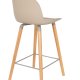 ZUIVER Albert Kuip barstol, m. rygln og fodsttte - taupe polypropylen/natur asketr (65cm)