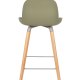 ZUIVER Albert Kuip barstol, m. rygln og fodsttte - grn polypropylen/natur asketr (65cm)