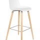 ZUIVER Albert Kuip barstol, m. rygln og fodsttte - hvid polypropylen/natur asketr (75cm)