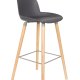 ZUIVER Albert Kuip barstol, m. rygln og fodsttte - mrkegr polypropylen/natur ask (75cm)