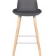 ZUIVER Albert Kuip barstol, m. rygln og fodsttte - mrkegr polypropylen/natur ask (75cm)