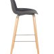 ZUIVER Albert Kuip barstol, m. rygln og fodsttte - mrkegr polypropylen/natur ask (75cm)
