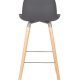 ZUIVER Albert Kuip barstol, m. rygln og fodsttte - mrkegr polypropylen/natur ask (75cm)