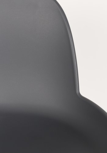 ZUIVER Albert Kuip barstol, m. rygln og fodsttte - mrkegr polypropylen/natur ask (75cm)