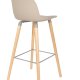 ZUIVER Albert Kuip barstol, m. rygln og fodsttte - taupe polypropylen/natur asketr (75cm)