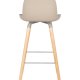 ZUIVER Albert Kuip barstol, m. rygln og fodsttte - taupe polypropylen/natur asketr (75cm)