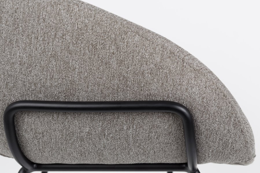 ZUIVER Feston barstol, m. rygln, armln og fodsttte - gr polyester og sort stl (65cm)