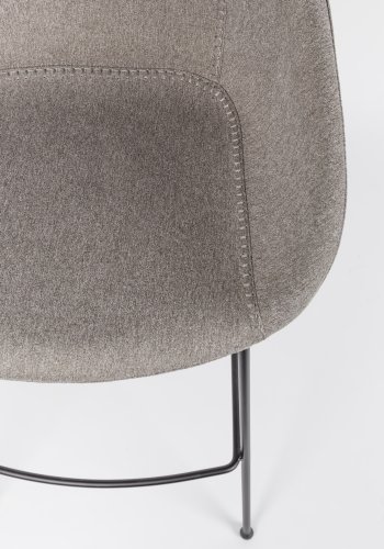 ZUIVER Feston barstol, m. rygln, armln og fodsttte - gr polyester og sort stl (76cm)