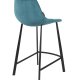 DUTCHBONE Franky barstol, m. rygln og fodsttte - petrol fljl stof og sort stl (65cm)