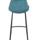 DUTCHBONE Franky barstol, m. rygln og fodsttte - petrol fljl stof og sort stl (65cm)