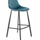 DUTCHBONE Franky barstol, m. rygln og fodsttte - petrol fljl stof og sort stl (80cm)