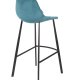 DUTCHBONE Franky barstol, m. rygln og fodsttte - petrol fljl stof og sort stl (80cm)