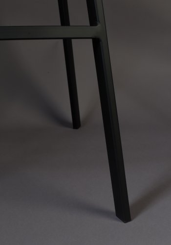 DUTCHBONE Franky barstol, m. rygln og fodsttte - petrol fljl stof og sort stl (80cm)