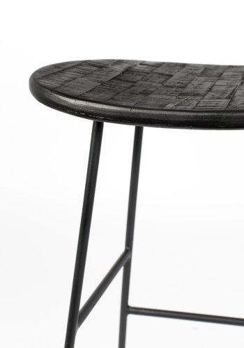 WHITE LABEL LIVING Tangle counterstol, m. fodsttte - sort teaktr og stl