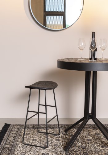 WHITE LABEL LIVING Tangle counterstol, m. fodsttte - sort teaktr og stl