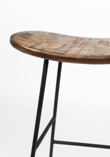 WHITE LABEL LIVING Tangle counterstol, m. fodsttte - natur teaktr og stl