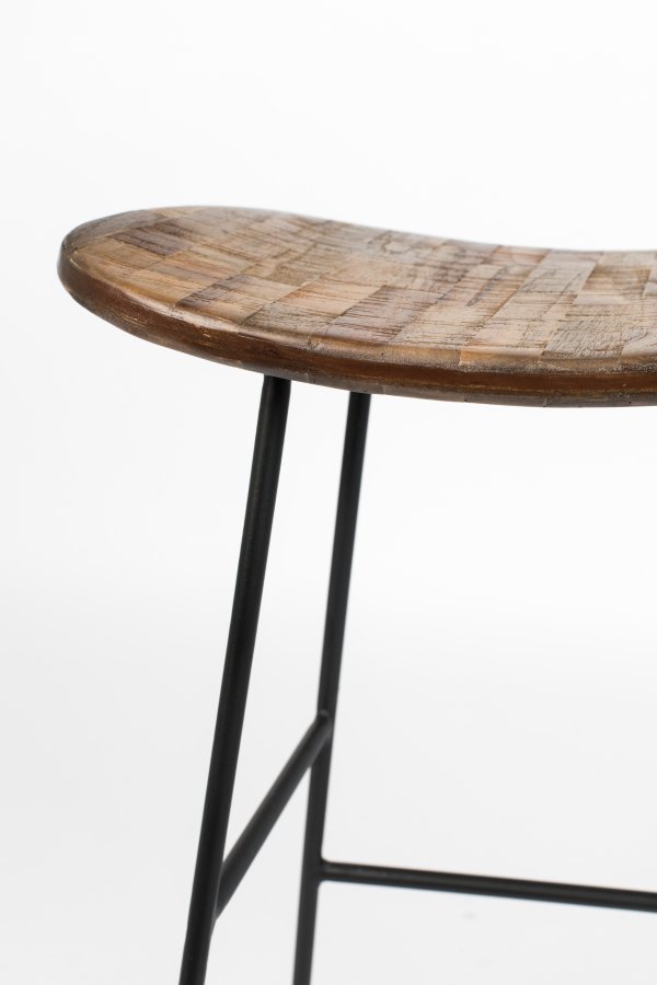 WHITE LABEL LIVING Tangle counterstol, m. fodsttte - natur teaktr og stl