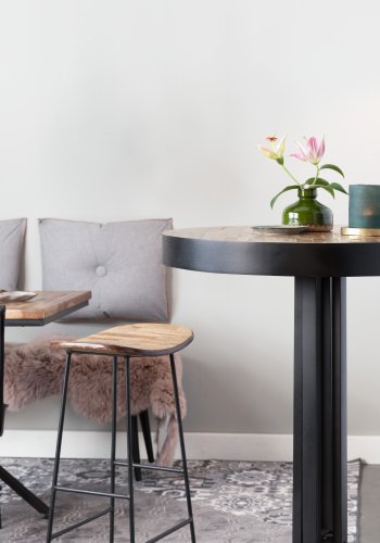 WHITE LABEL LIVING Tangle counterstol, m. fodsttte - natur teaktr og stl