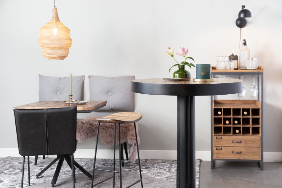 WHITE LABEL LIVING Tangle counterstol, m. fodsttte - natur teaktr og stl