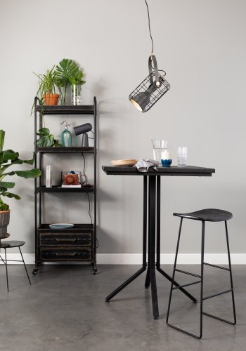 WHITE LABEL LIVING Tangle barstol, m. fodsttte - sort teaktr og stl