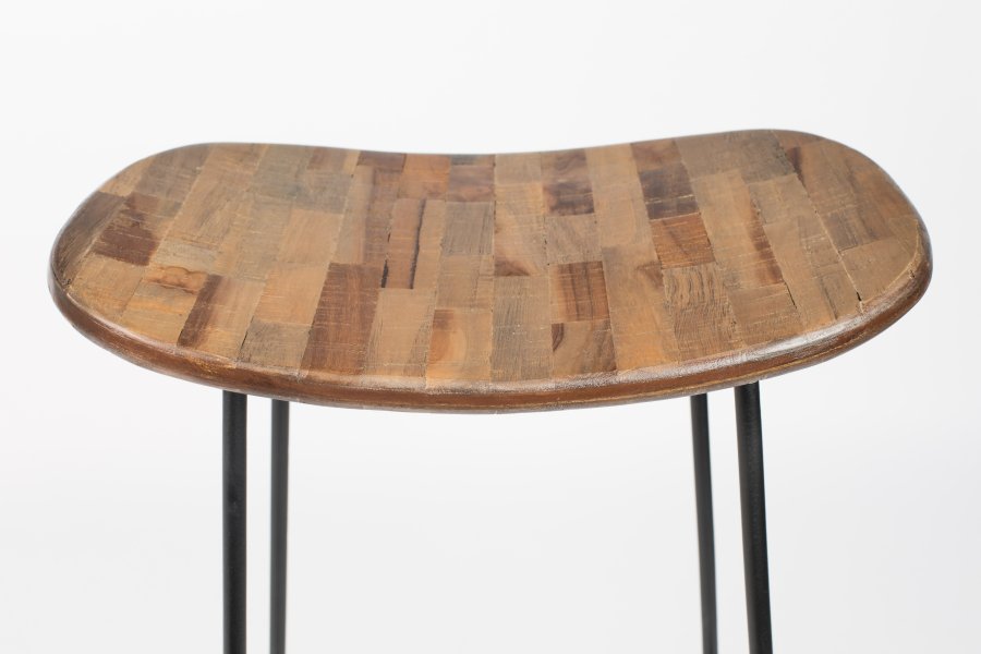 WHITE LABEL LIVING Tangle barstol, m. fodsttte - natur teaktr og stl