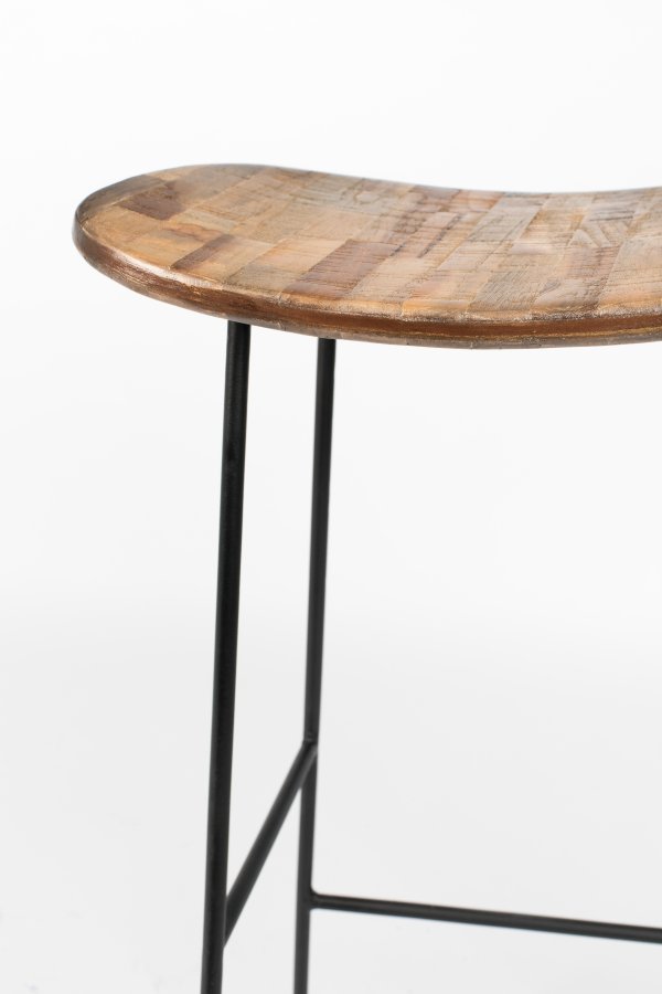 WHITE LABEL LIVING Tangle barstol, m. fodsttte - natur teaktr og stl