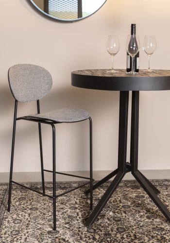 WHITE LABEL LIVING Donny barstol, m. rygln og fodsttte - gr stof og stl