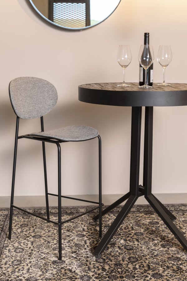 WHITE LABEL LIVING Donny barstol, m. rygln og fodsttte - gr stof og stl