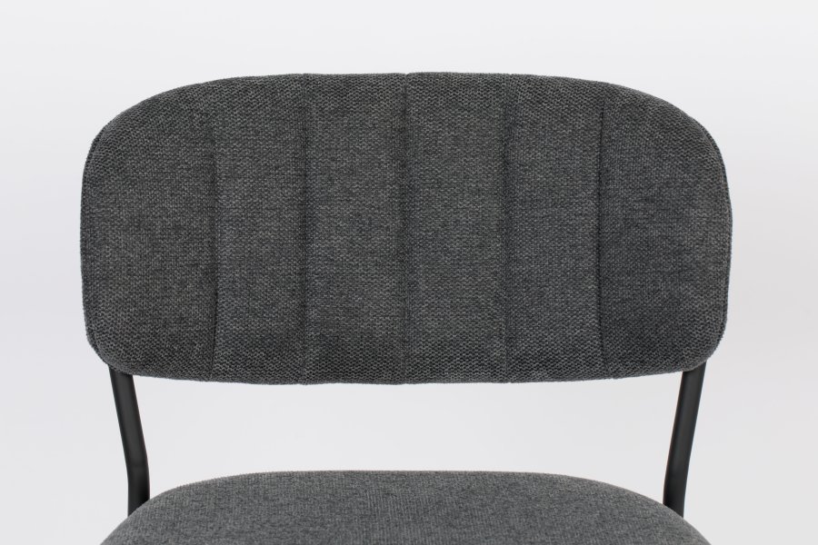 WHITE LABEL LIVING Jolien counterstol, m. rygln og fodsttte - mrkegr polyester og sort stl