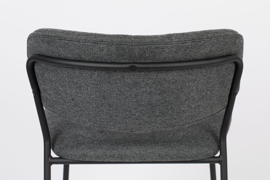 WHITE LABEL LIVING Jolien counterstol, m. rygln og fodsttte - mrkegr polyester og sort stl